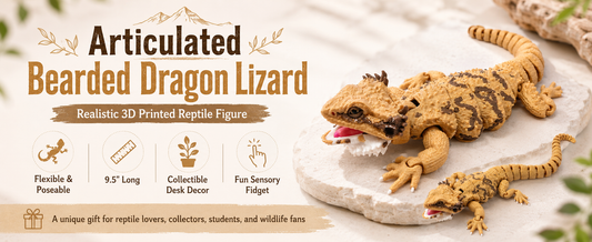 Toypetals Articulated Bearded Dragon Lizard – 3D Printed Realistic Reptile Figure, Flexible Poseable Animal Toy, Collectible Desk Decor, Sensory Fidget, Gift for Reptile Lovers (Gold)