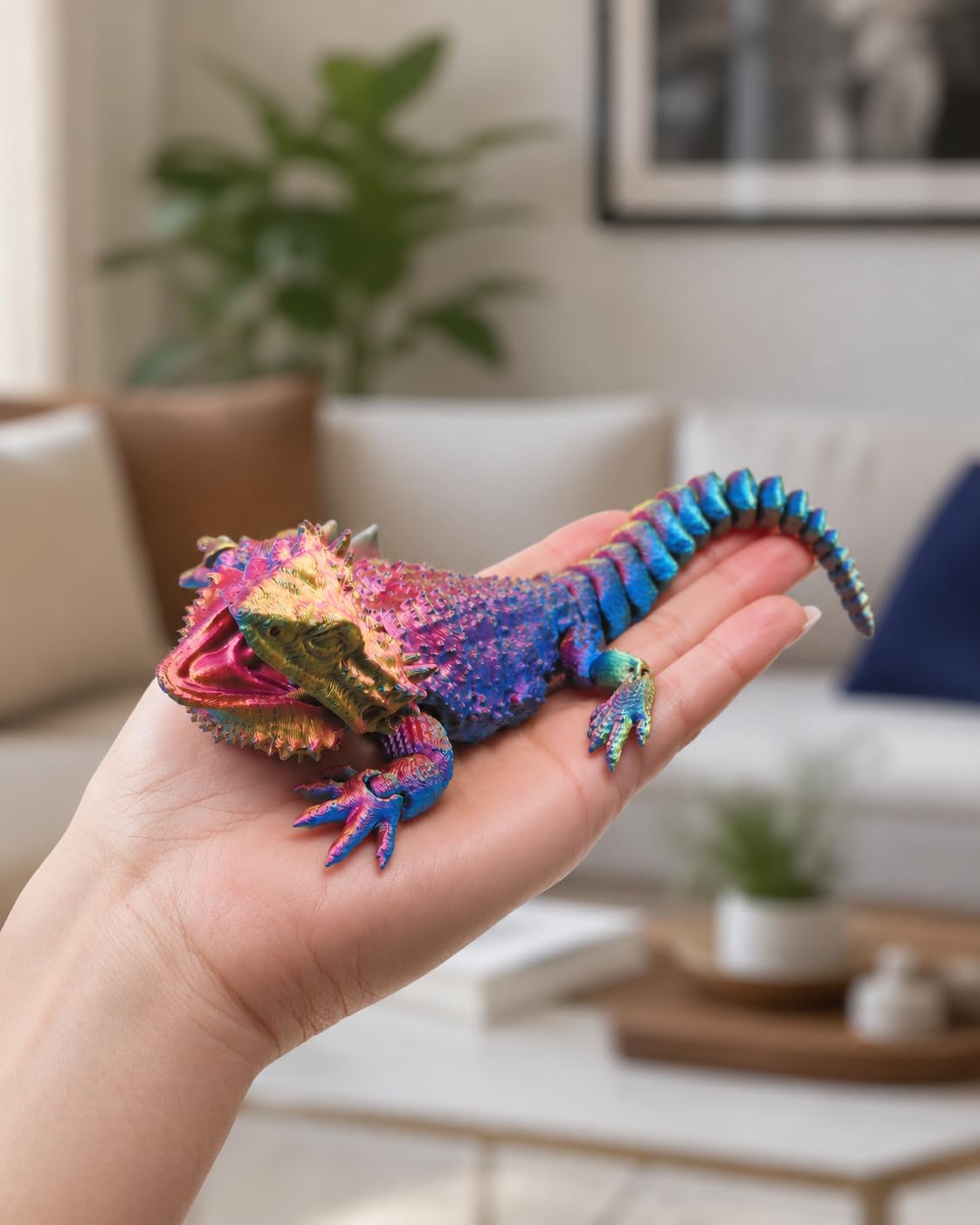Toypetals Articulated Bearded Dragon Lizard – 3D Printed Realistic Reptile Figure, Flexible Poseable Animal Toy, Collectible Desk Decor, Sensory Fidget, Gift for Reptile Lovers