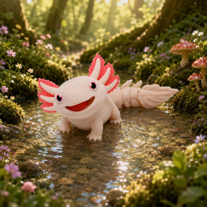 Toypetals Articulated Axolotl Lizard – 3D Printed Realistic Reptile Figure, Flexible Poseable Animal Toy, Collectible Desk Decor, Sensory Fidget, Gift for Reptile Lovers
