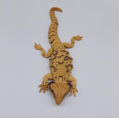 Toypetals Articulated Bearded Dragon Lizard – 3D Printed Realistic Reptile Figure, Flexible Poseable Animal Toy, Collectible Desk Decor, Sensory Fidget, Gift for Reptile Lovers (Gold)