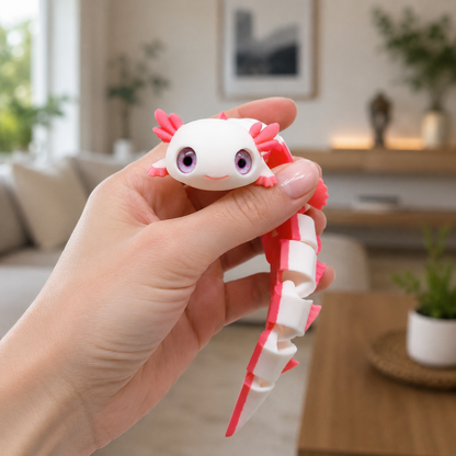 Toypetals Articulated Axolotl Lizard – 3D Printed Cute Reptile Figure, Flexible Poseable Animal Toy, Collectible Desk Decor, Sensory Fidget, Gift for Reptile Lovers