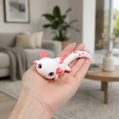 Toypetals Articulated Axolotl Lizard – 3D Printed Cute Reptile Figure, Flexible Poseable Animal Toy, Collectible Desk Decor, Sensory Fidget, Gift for Reptile Lovers